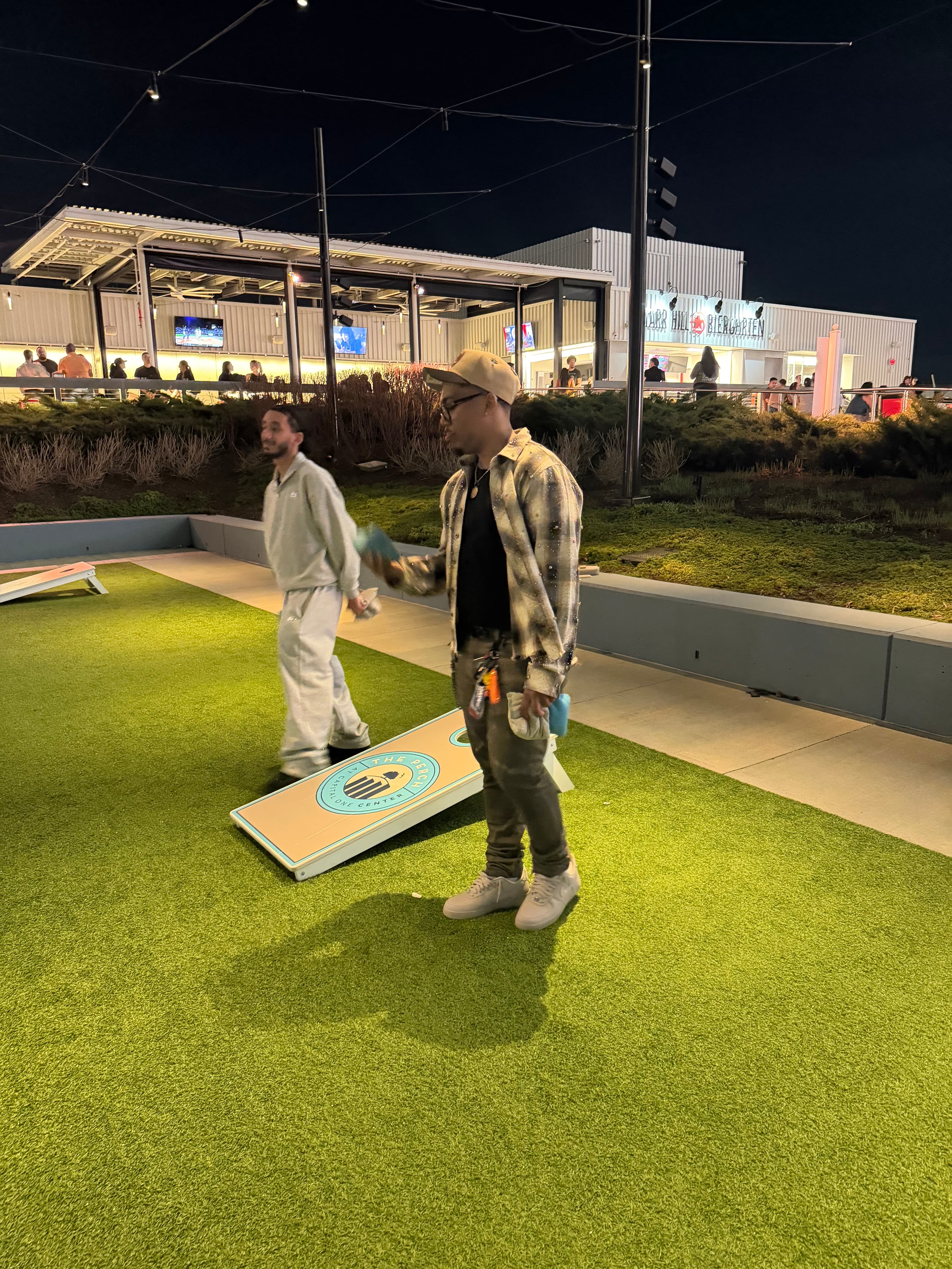 Team members participating in a friendly group activity
